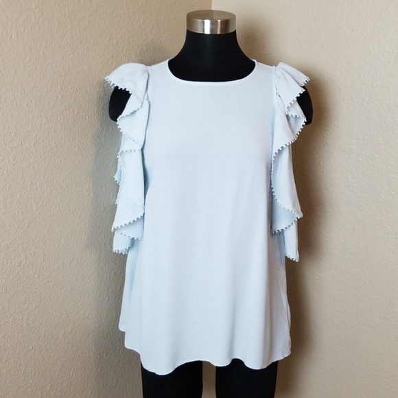 Rebecca Minkoff Cold Shoulder Ruffle Blouse - Picture 1 of 7